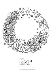 Gratis farvelægning Blomster Mor Bedstemor God fest Jeg elsker dig. Valentinsdag