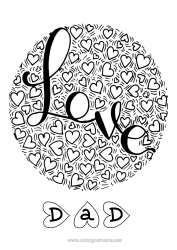 Free colouring Heart Happy birthday Valentine's Day 