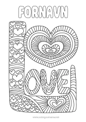 Farvelægningssiden tilpasning Jeg elsker dig. Valentinsdag 
