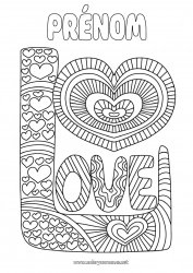 Coloriage gratuit Je t'aime Saint valentin 