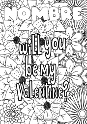 Colorear gratis Flores Día de San Valentín Mensaje 