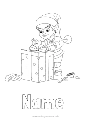 Free colouring Christmas Elves Christmas Elf colouring pages