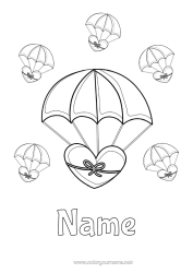 Colouring to customise Heart I Love You. Valentine's Day Parachute