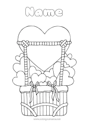 Free coloring Heart Vehicles Hot air balloon Aerial vehicles