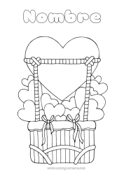 Colorear gratis Corazón Vehículos Globo aerostático Vehículos aéreos