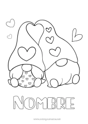 Colorear para personalizar Corazón Gnomo Pareja