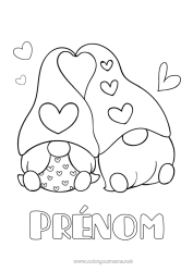 Coloriage à personnaliser Coeur Gnome Couple