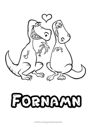 Gratis färgläggning Hjärta Dinosaurier Djur Par