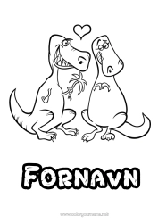 Gratis tegning Hjerte Dinosaurer Dyr Par