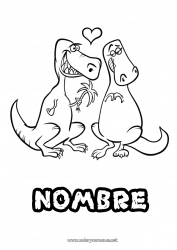 Dibujo libre Corazón Dinosaurios Pareja