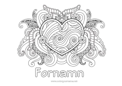 Färgläggningssida att anpassa Hav Stort hjärta Zentangle