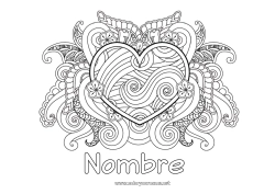 Colorear gratis Mar Gran corazón Zentangle