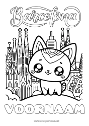 Gratis tekening Kat Kawaii Spanje Honden en katten Stadsgezicht Barcelona