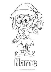 Free colouring Christmas Elves Christmas Elf colouring pages