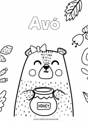 Página de desenho infantil Urso Fofo Feliz Aniversário Eu te amo Animal Filhote de urso Animais da floresta Mel