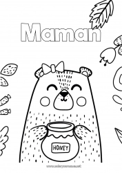 Coloriage enfant Ours Mignon Bonne fête Je t'aime Ourson Animaux de la forêt