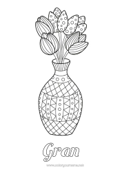 Free colouring Flowers Tulip Zentangle Bunch Netherlands