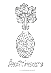 Pagină de colorat pentru copii Lalea Zentangle Buchet Olanda
