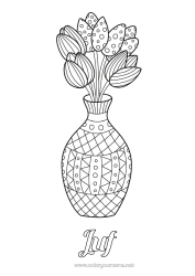 Gratis kleurplaat Bloemen Tulp Zentangle Boeket Nederland