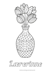 Fargeleggingssiden for barn Tulipan Zentangle Bukett Nederland