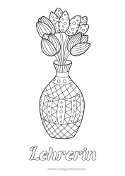 Kostenlose Malvorlage Blumen Tulpe Zentangle Blumenstrauß Niederlande
