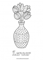 Kleurplaat voor kinderen Tulp Zentangle Boeket Nederland