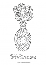 Coloriage enfant Tulipe Zentangle Bouquet Pays Bas