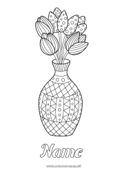 Free coloring Tulip Zentangle Bouquet Netherlands