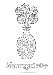 Kolorowanka dla dziecka Tulipan Zentangle Bukiet Holandia