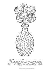 Desenho grátis Flores Tulipa Zentangle Buquê Países Baixos