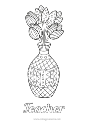 Free colouring Flowers Tulip Zentangle Bunch Netherlands