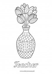 Child coloring page Tulip Zentangle Bouquet Netherlands