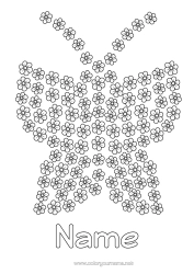 Free colouring Flowers Butterfly Animal Insects