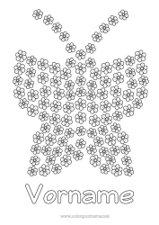 Kostenlose Malvorlage Blumen Schmetterling Insekten