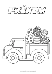 Coloriage gratuit Camion Véhicules Lanterne chinoise Oeufs de Pâques Camions et véhicules utilitaires