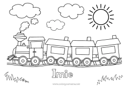 Kolorowanka do personalizacji Pojazdy Pociąg Lokomotywa Łatwe kolorowanki Transport public lądowy