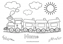 Desenho para personalizar Veículos Trem Locomotiva Desenhos para colorir fáceis Transporte público terrestre