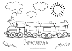 Pagină de colorat personalizată Vehicule Tren Locomotivă Desene de colorat ușoare Transport public terestru