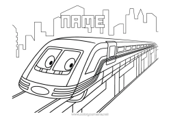 Free coloring Vehicles Train Ground public transport Character vehicles