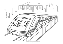 Coloriage à personnaliser Véhicules Train Transport en commun terrestres Véhicules personnages