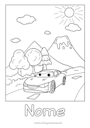 Desenho para personalizar Veículos Vulcão Carro Voitures, vans et camping-cars Desenho Animado Desenho Animado Veículos Personagens