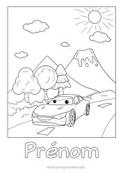 Coloriage à personnaliser Véhicules Volcan Voiture Voitures, vans et camping-cars Dessin animé Cartoon Véhicules personnages