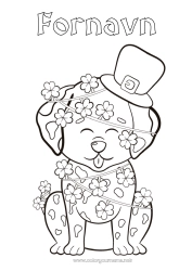 Fargeleggingssiden å tilpasse Hund Dyr Klover St. Patricks festdag Hatt Hunder og katter