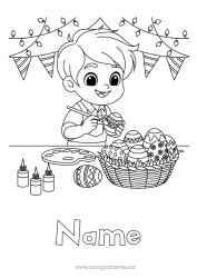 Colouring to customise Boy Easter Eggs Basket Painting Easter Painted Eggs