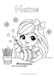 Free coloring Art Girl Easter eggs Easter Paint