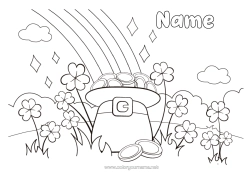 Free colouring Fortune Clover St Patrick's Day Rainbow Hat Rooms