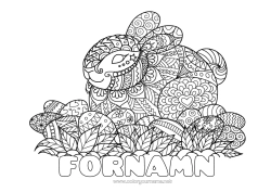 Gratis färgläggning Mandala Kanin Djur Påsk Skogens djur