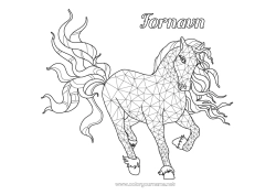 Farvelægningssiden tilpasning Hest Dyr Komplekse farvelægninger Zentangle Gårdsdyr