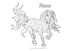Colouring to customise Horse Animal Complex Colouring Pages Zentangle Farm Animals Triangle