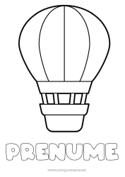 Pagină de colorat gratuită Vehicule Balon cu aer cald Desene de colorat ușoare Vehicule aeriene